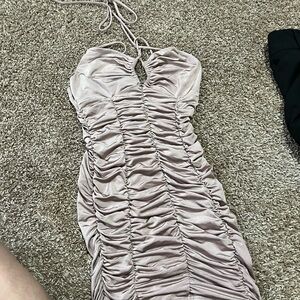 J.O.A. Backless Ruched Dress in Light Pink